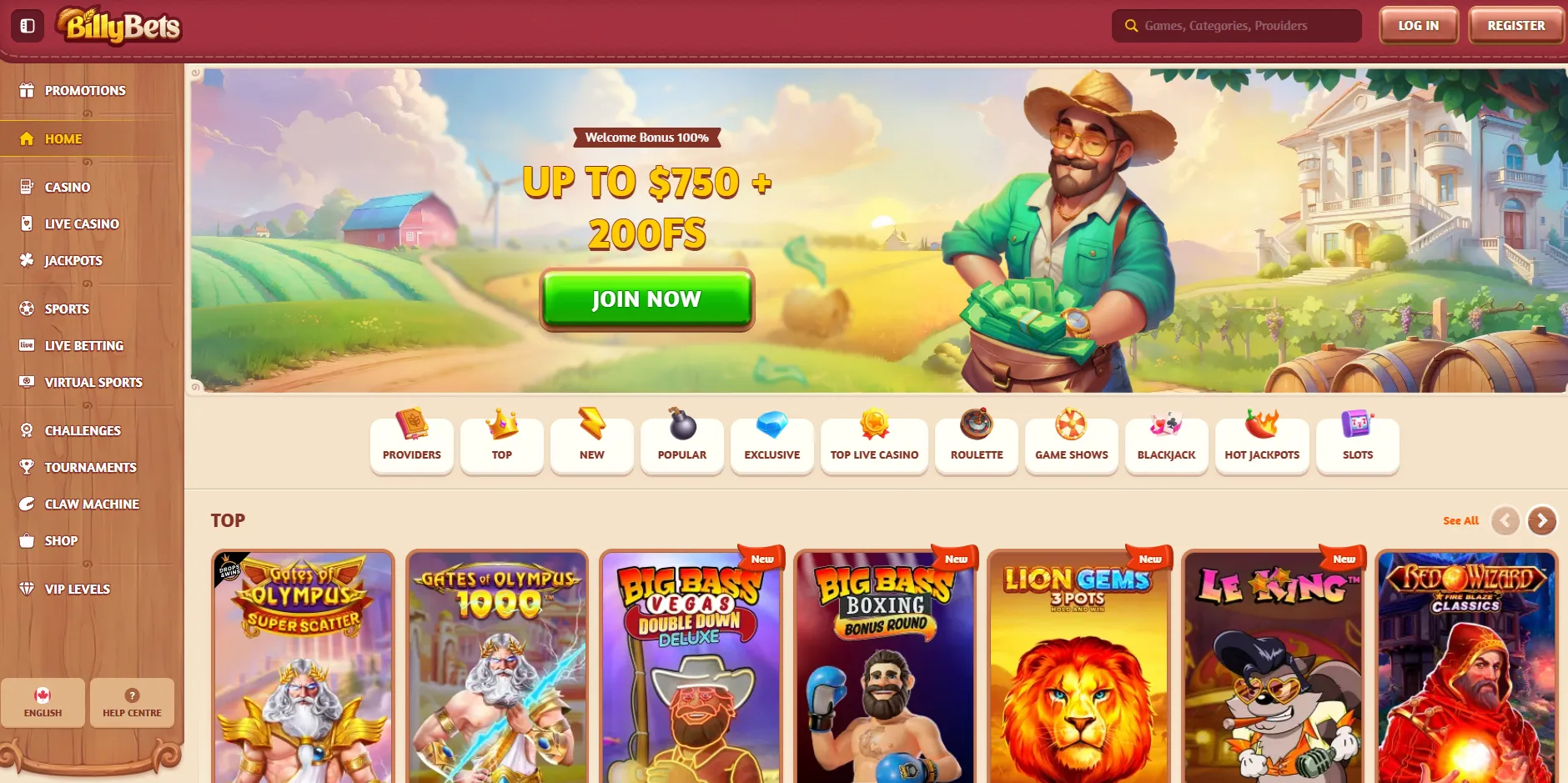 Screenshot BillyBets