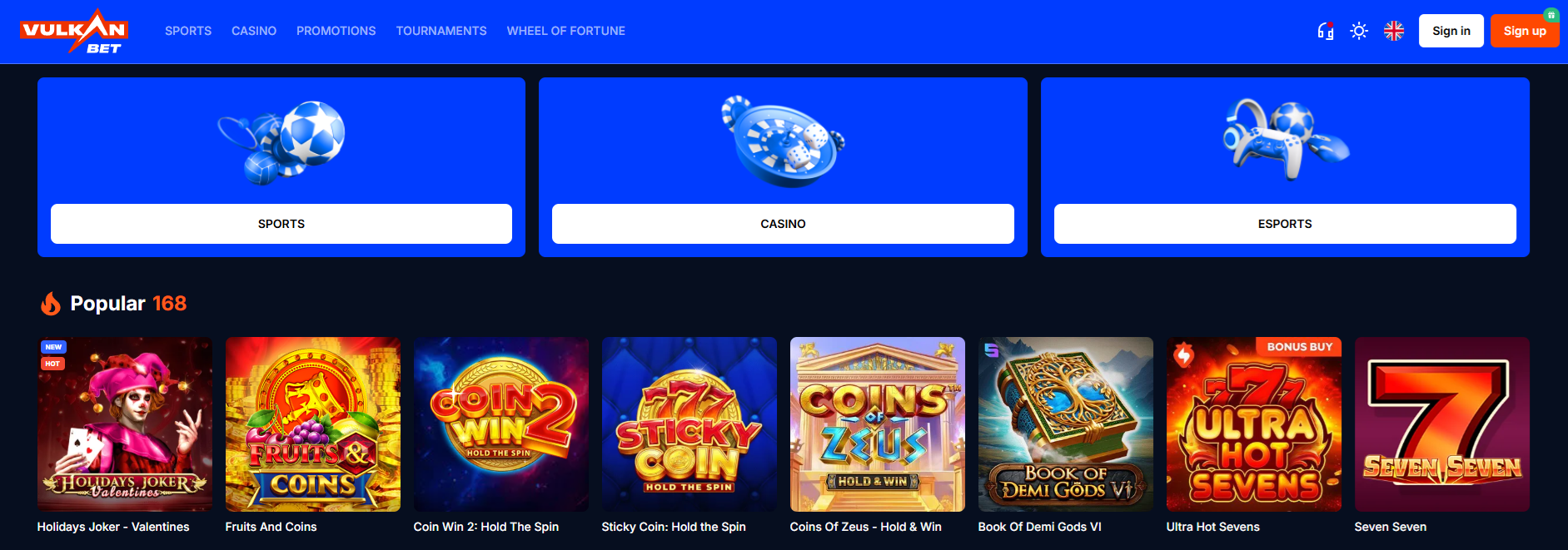 Screenshot Vulkanbet